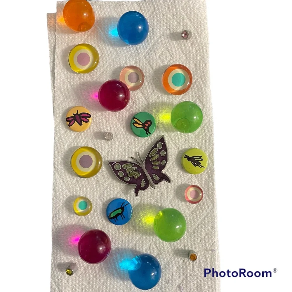 Vintage Refrigerator Magnets Colorful Fun Some Glass SomePlasticMetalButterflies